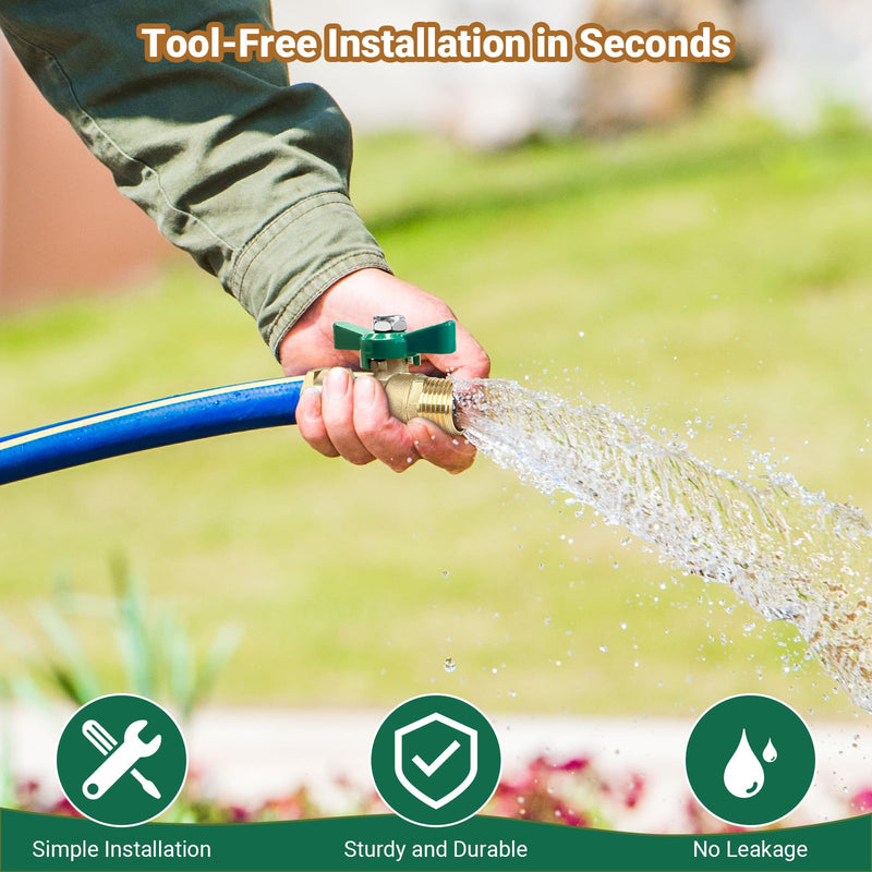 Garden Hose Shut off Valve Full Flow: Brass Water Shut off Valve - 3/4" GHT High Flow Hose Ball Valve Adapter Coupling - Heavy Duty Lawn Hose-End Flow Control Valve