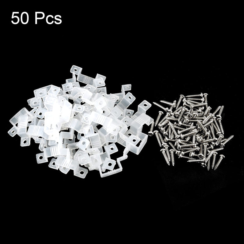 uxcell 14mm x 7mm Plastic LED Light Strip Fixing Mounting Bracket Clear 50pcs