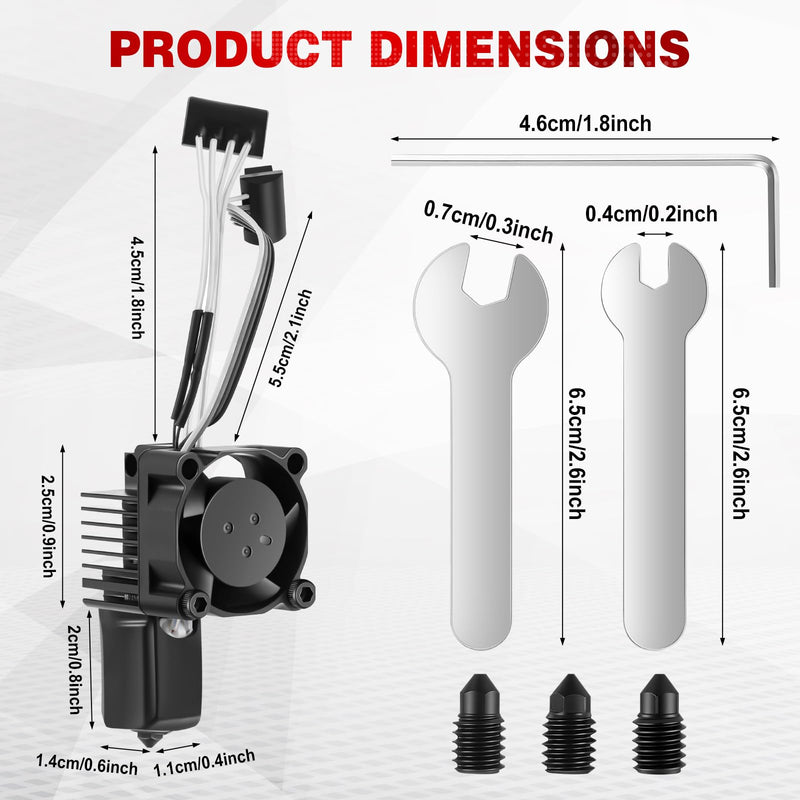 P1P P1S Hotend Kit, Full Assembly Hardened Hot End Print Head with 0.2/0.4/0.6mm P1 Nozzle, Cooling Fan, Thermistor, Ceramic Heater, Extruder Heating Block Replacement for P1 3D Printer