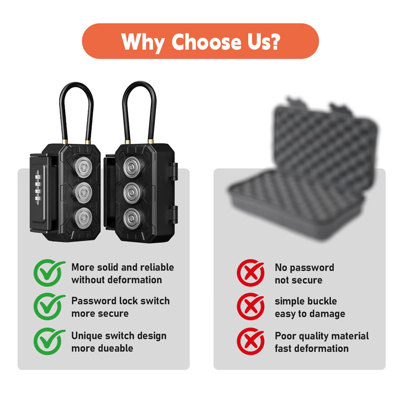 Magnetic Key Lock Box,Magnetic Key Holder Under car,Magnetic Key Cabinets,Key Holder Magnetic,Hide a Key Magnetic Holder,Waterproof Magnetic Key Hider Outside,4 Combinations & Dual Mounting, Dark REGULAR