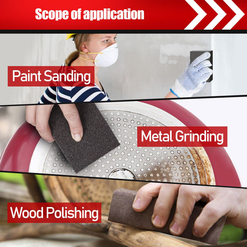 10 Pcs Sanding Sponge, Washable and Reusable Sanding Block 60/80/100/120/180/220 Grit Sand Paper Assortment for Wood Drywall Metal Glasses Sandpaper Block Sand Paper Brick - NewNest Australia