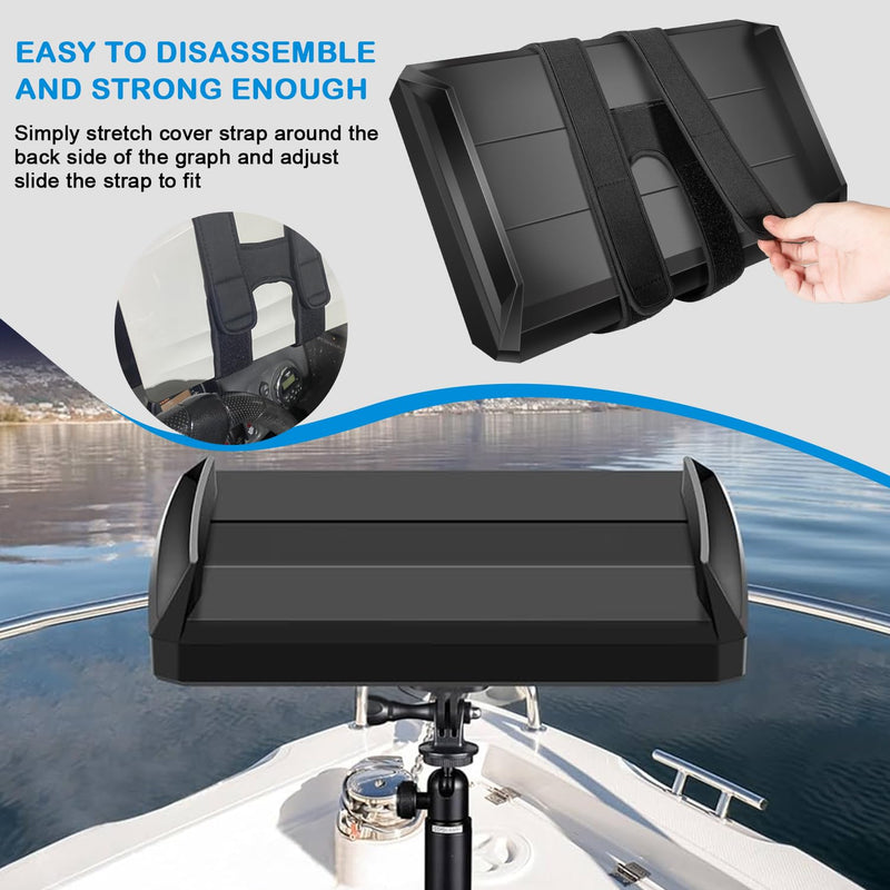 Bonbo Fish Finder Cover Strap Keep Finder Secure During Travel, Fishing Graph Cover Strap with Easy-to-Adjust Adhesive Tape 1-pack