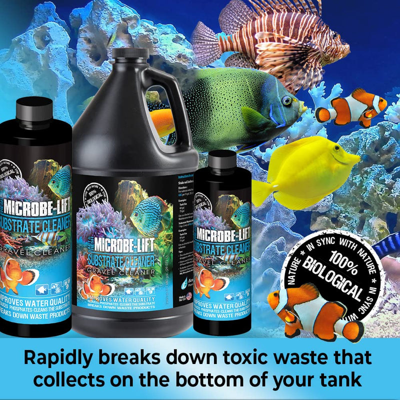Microbe-Lift Gravel & Substrate Cleaner for Saltwater Aquarium and Freshwater Tanks, Tank Cleaner and Aquarium Water Conditioner, Clarifies Water, Reduces Muck, Aquarium Supplies, 16 Ounces (GSC16)