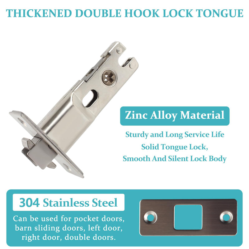 Pocket Door Lock with Key, Matte Black Sliding Door Hardware Privacy Door Latch Bifold Door Locks for Bathroom Bedroom Home Replacement, Fit for Standard Doors with 1" Diameter Holes