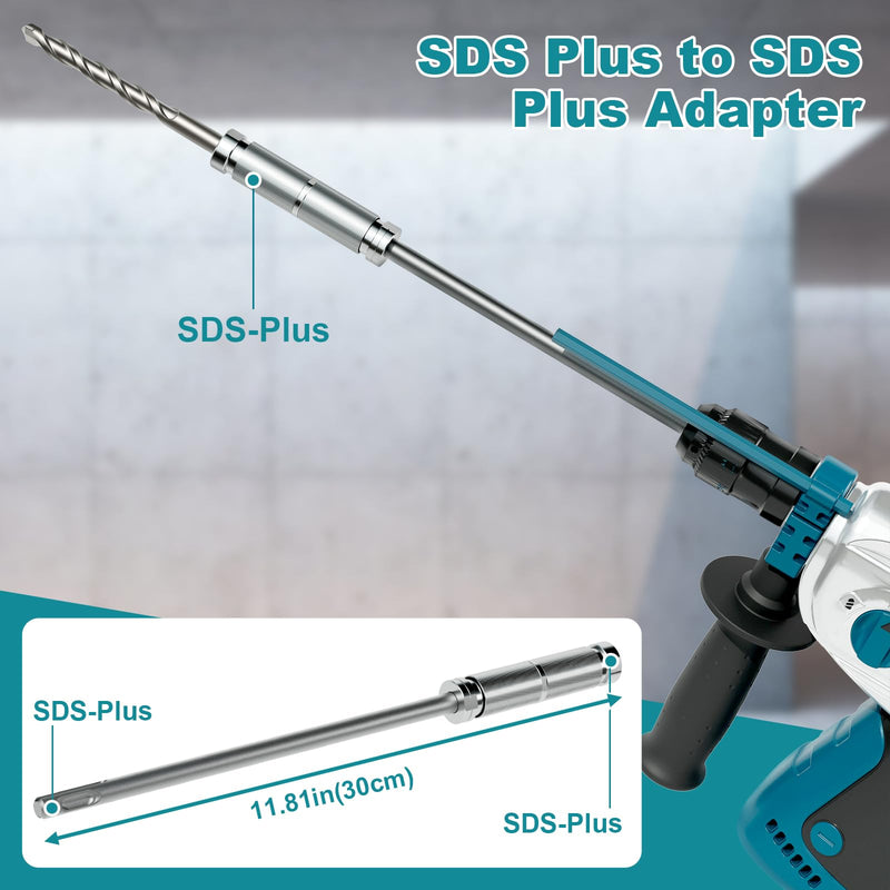 SDS Plus to SDS Plus Adapter with 3.74” Extension Shaft, Electric Extension Tool Kit for Rotary Hammer Adapted Tools, Drill Bit, Hole Saw