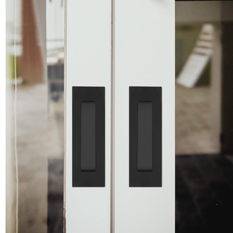 Cozy Tower 6 Inch Recessed Finger Pulls for Pocket and Sliding Doors, Closet Pulls and Handles - Matte Black Stainless Steel (2 Pack) Matte Black-2 Pack