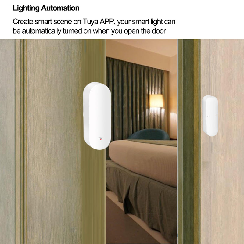 WiFi Door Sensor, Tuya Smart Door Window Sensor,Wireless Window Sensor Real-time Alarm Compatible with Alexa Google Assistant,Home Security Door Open Contact Sensor for Business Burglar Alert (4 Pack) 4 Pack