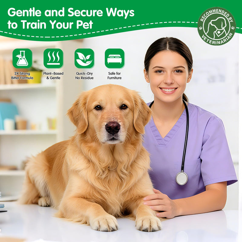 Bitter Apple Spray for Dogs - No Chew Spray for Dogs to Stop Barking Marking and Nibbling - Natural Ingredients Dog Repellent Spray for Furniture and Your Belongings Light Green
