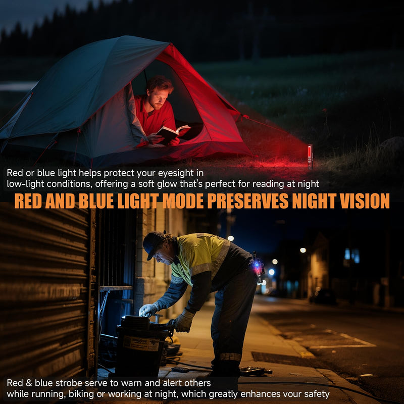 Rechargeable Magnetic Small Flashlights High Lumens - Super Bright Powerful LED Tactical USB C Flashlight, 8 Modes, Dual Button Waterproof Pocket Flash Light for Emergency, Car, Christmas Gifts Black 2
