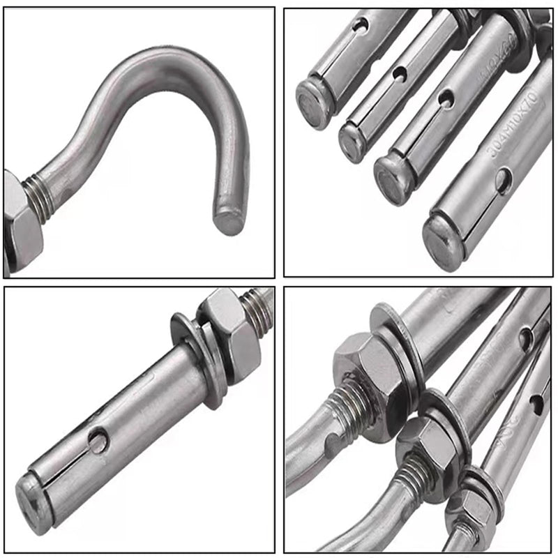 Metal Wall Hangers Heavy Duty Concrete Wall Hooks,304 Stainless Steel Expansion Hooks Outdoor Wall Brackets for Hanging with Drill (M6-5pcs) M6-5pcs