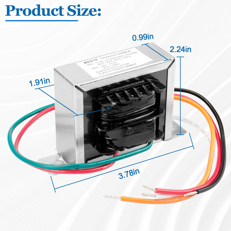 24V 40VA Furnace Transformer for Furnaces/HVAC Equipment, Primary 120/208/240V Secondary 24V Furnace Multi Tap Transformer 4031F, 24V Transformer Replacement Compatible with Packard PF42440 GT446