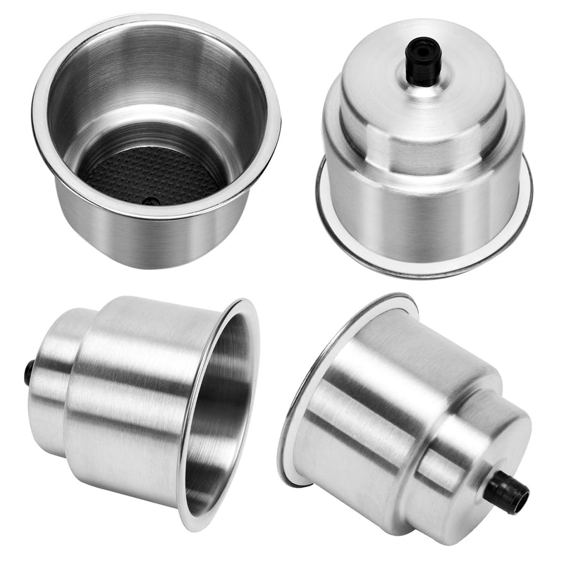 Amarine Made 4pcs Stainless Steel Cup Drink Holder with Drain for Marine Boat RV Camper 4