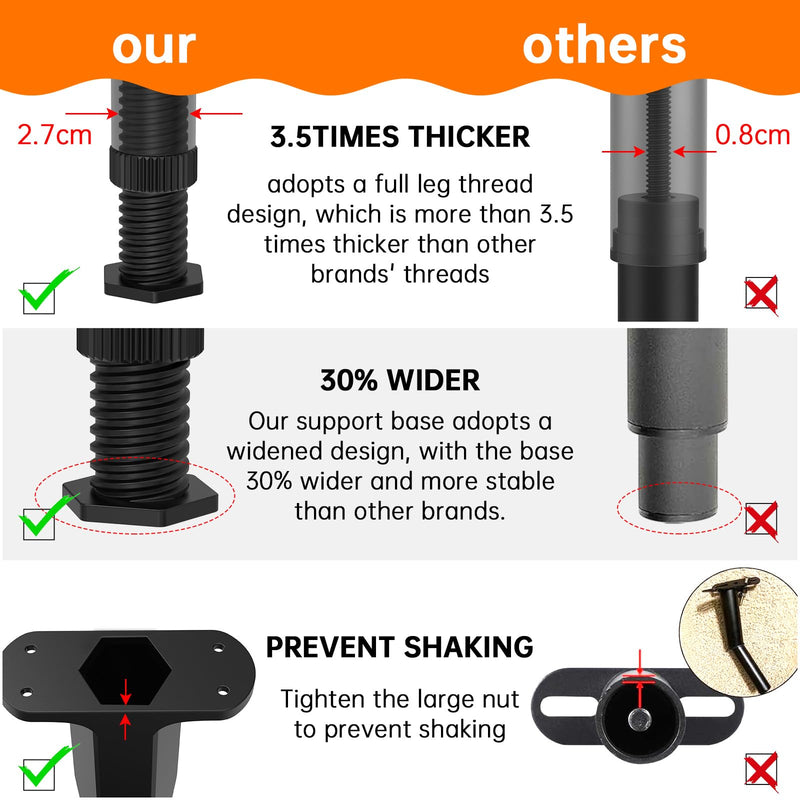 4 PCS (8.3"-14.5") Adjustable Bed Frame Support Legs, Frame Center Slats Heavy Support Leg,Durable Furniture Suport Legs for Frame/Sofa/Dresser/Table, Legs Furniture Replacement Parts 4pcs (8.3"-14.5")