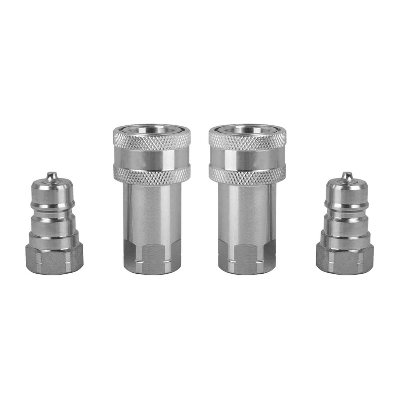 3/8" Ag Hydraulic Quick Connect Tractor Coupler, ISO 7241-A Ball Valves Type Hydraulic Quick Coupler with 2 Sets Dust Caps, Pioneer Type 3/8" Hydraulic Quick Coupler