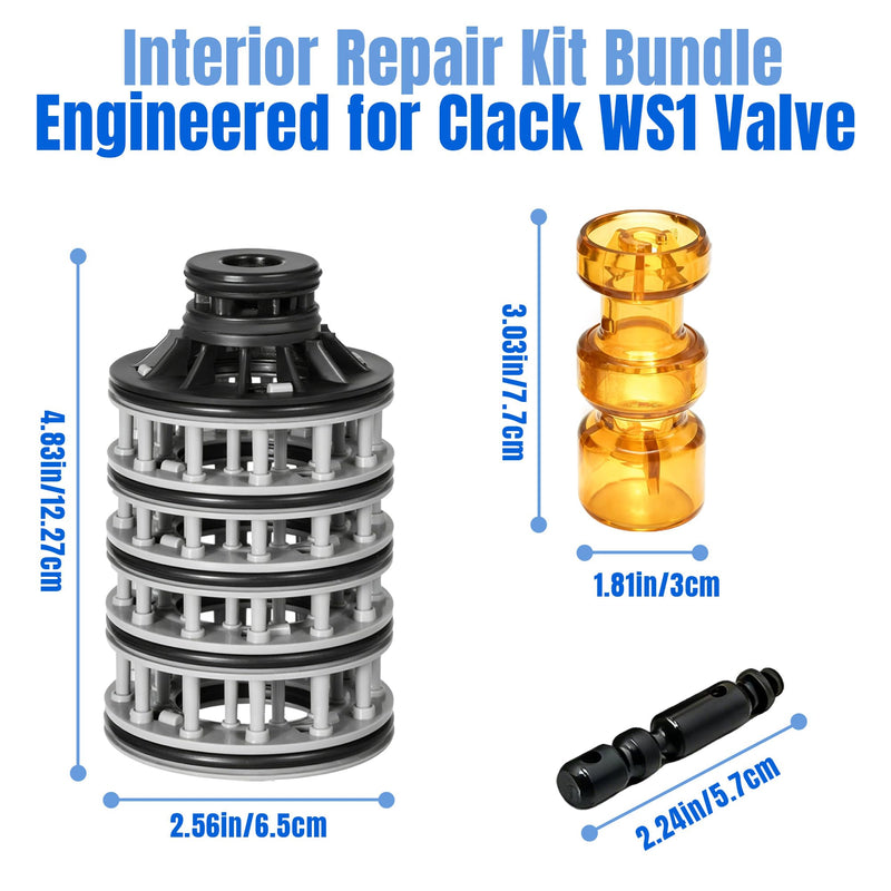 New Upgraded WS1 Water Softener Interior Rebuild Kit, Interior Repair Kit Bundle for Clack WS1 Series, Including Spacer Stack V3005, Regeneration Piston V3174 and Downflow Piston V3011