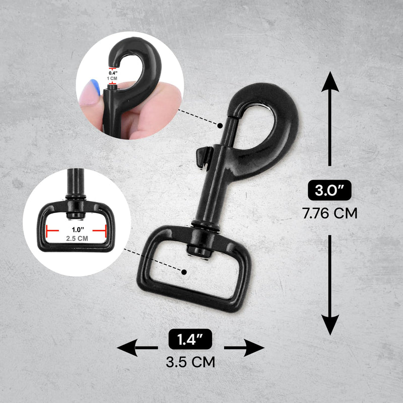 Mandala Crafts Swivel Snap Hooks Heavy Duty Trigger for Dog Leash Clip - Clasp for Bags Backpacks Straps Harnesses - Snaphooks 10 Pieces 3.25 Inches Black
