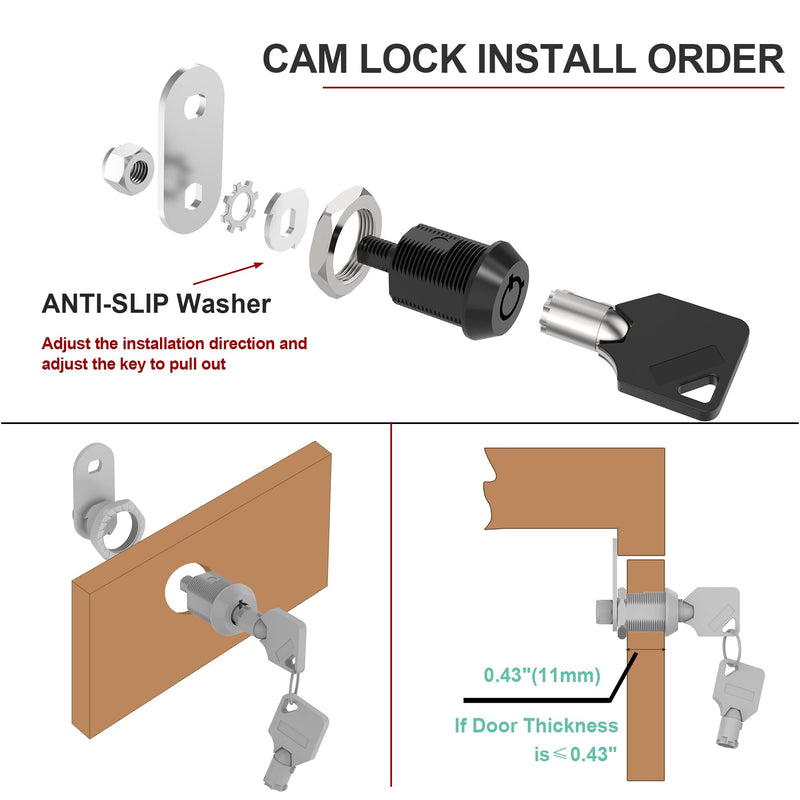 1 Pack Cabinet Locks with Keys, 5/8" Cam Lock Keyed Alike, RV Storage Locks for Storage Door File Cabinet Toolbox, Zinc Alloy 1 Pack 5/8 Inch Black - NewNest Australia