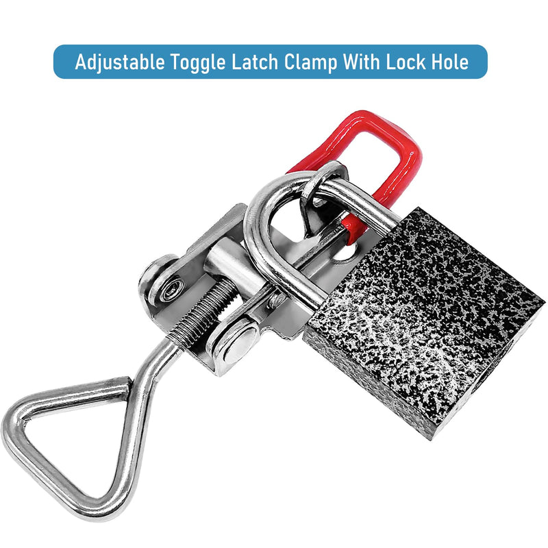 Toggle Latch Clamp 4001 with lockhole, CUKAYO 304 Stainless Steel Adjustable Toggle Latch, Smoker Quick Release Pull Latch, 300Lbs Holding Capacity, 4Pack, with 16pcs Screw