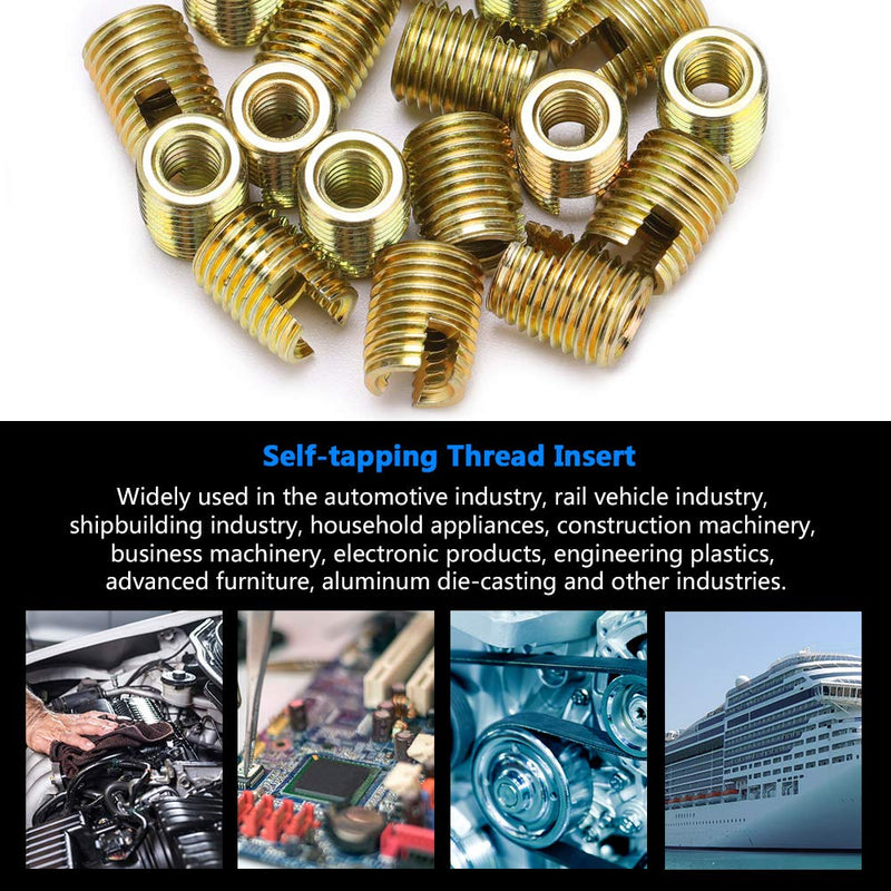 Self Tapping Thread Inserts, 20Pcs 302 Carbon Steel Thread Repair Inserts for Automotive Rail Vehicle Industry(Inner M6*1.0 Outer M9*1.0: 12mm / 0.5in) Inner M6*1.0 Outer M9*1.0: 12mm / 0.5in