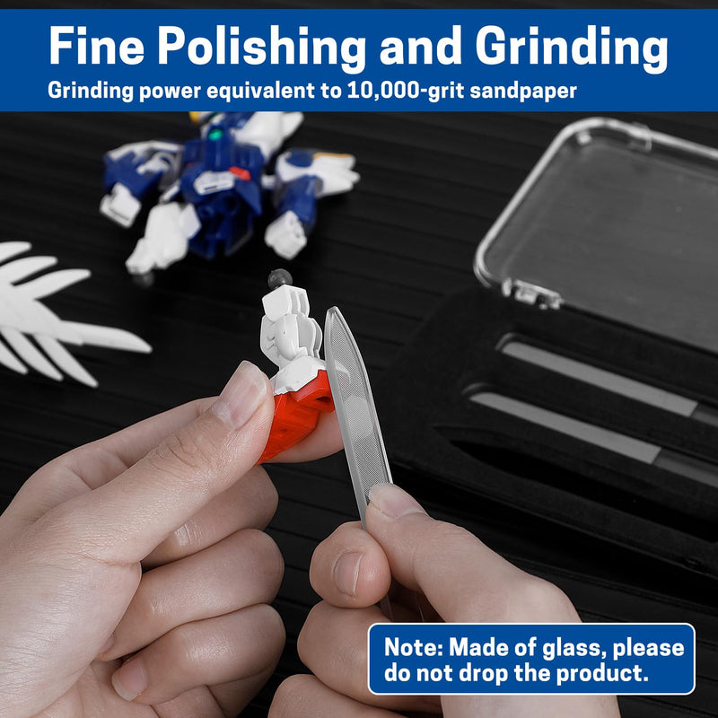 3 PCS Hobby Model Glass Polishing Files, Hobby Files Glass File Gunpla, Hobby Grinding Tools for Plastic Gundam Models