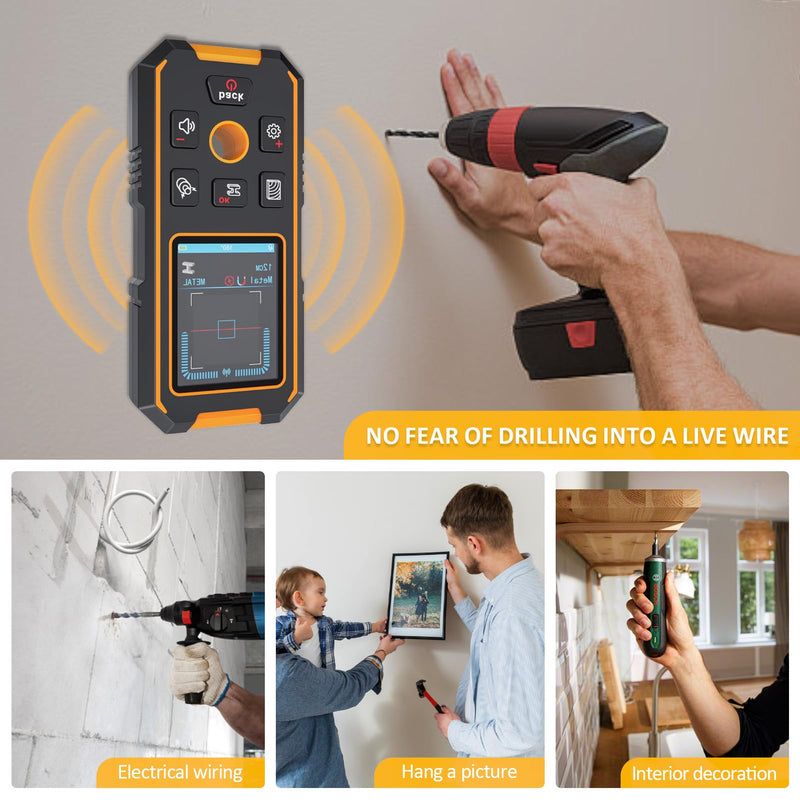 Stud Finder Wall Scanner with Modes for Metal, Wood and AC Wire, HD LCD Display Lithium Battery, Studs Detector Upgraded Smart Sensor Accurate Detection Audio Alarm NF513