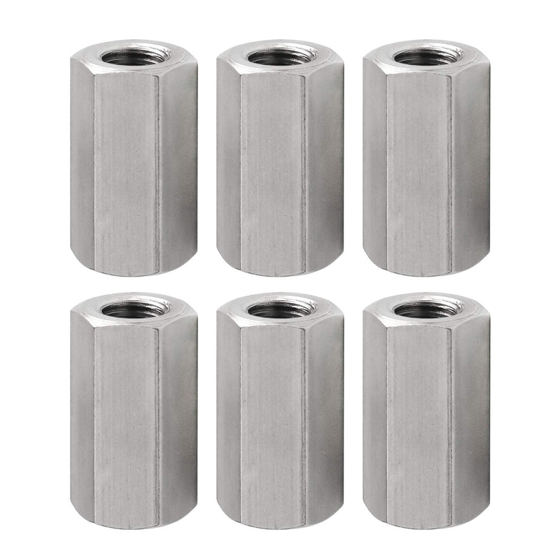Pack of 6 M8 X 1.25-Pitch 24mm Length Metric Hex Coupling Nut 304 Stainless Steel Rod Coupling Nuts