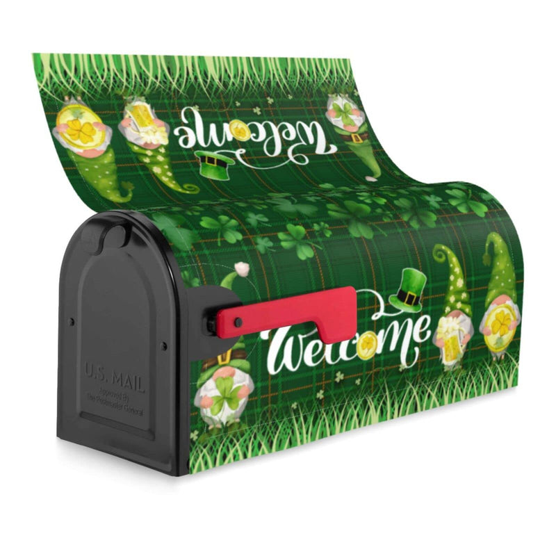 St. Patrick's Day Mailbox Cover,Waterproof Green Leprechauns Hat Shamrock Coin Beer Letter Post Box Cover Wrap Decoration Welcome Home Garden Outdoor 21''Lx18''W St. Patrick's Day 21x18 inch
