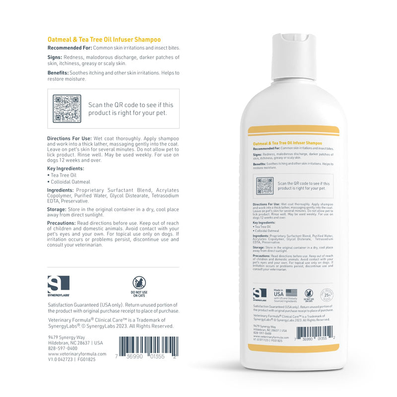 Veterinary Formula Clinical Care Dog Shampoo with Oatmeal and Tea Tree Oil, 16 oz – Gentle Shampoo for Dogs with Dry Skin, Soothes and Adds Moisture to Skin and Coat 16 Fl Oz - PawsPlanet Australia
