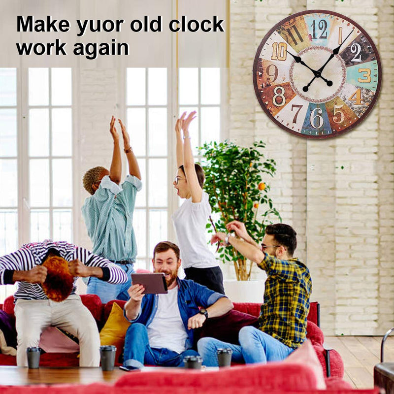 EMOON High Torque Long Shaft Clock Mechanism Kit Replacement Movement with 2 Pairs of 12 Inch Long Spade Hands,Black (Total Shaft Length 1 1/16 in) Total Shaft Length 1 1/16 in Black