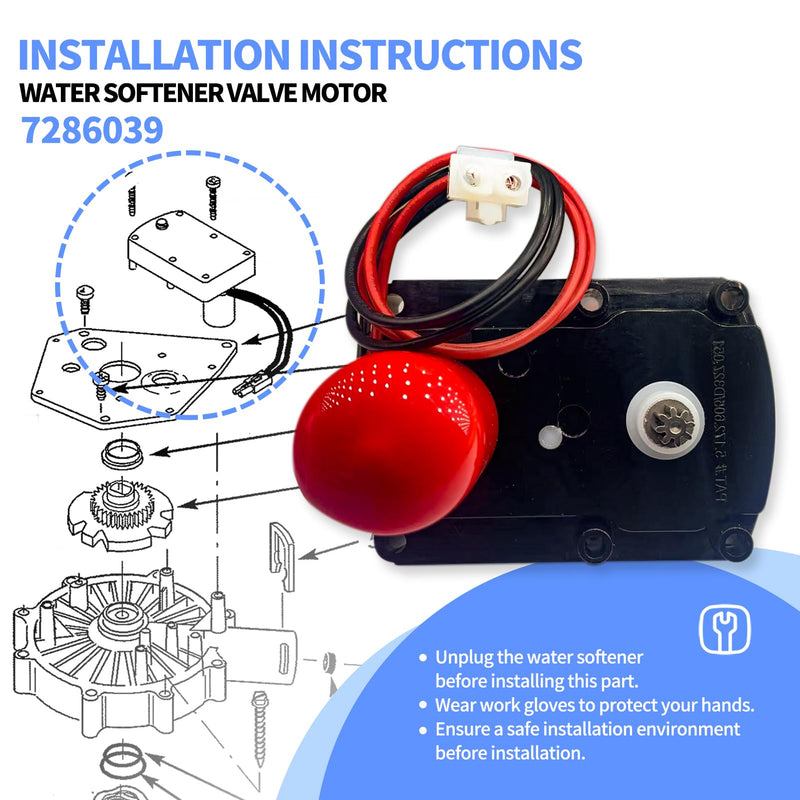 7286039 Water Softener Valve Motor with Screws Replaces Old Part Numbers: 7281291,7384691,7234731,7228900, WS26X10021,WS26X21821,Fit for Softener Systems