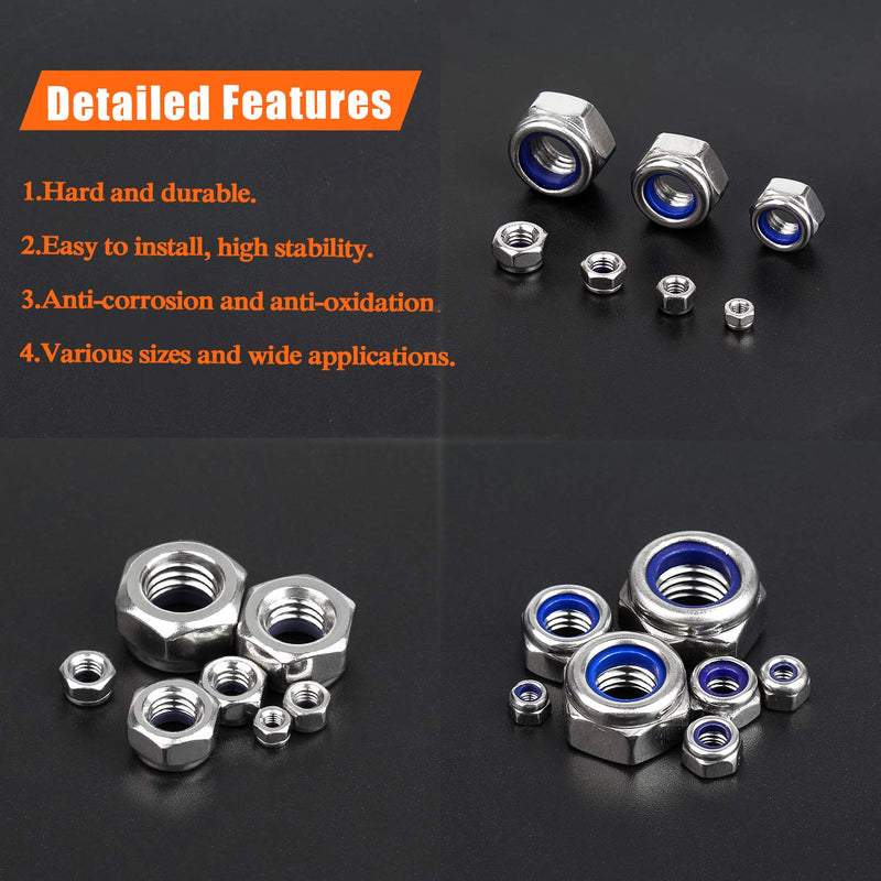 50 Pieces M5 x 0.8mm Nylon Insert Hex Lock Nuts, 304 Stainless Steel (18-8) Locknuts, Coarse Thread ‎M5 x 0.8mm (50 PCS)