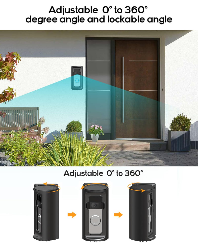 Adjustable 360° Degree Doorbell Angle Mount Compatible with Ring/Blink Wireless Video Doorbell/Ring Battery Doorbell Plus/Pro Mount, Ring Camera Holder Doorbell Door Mount no Drill