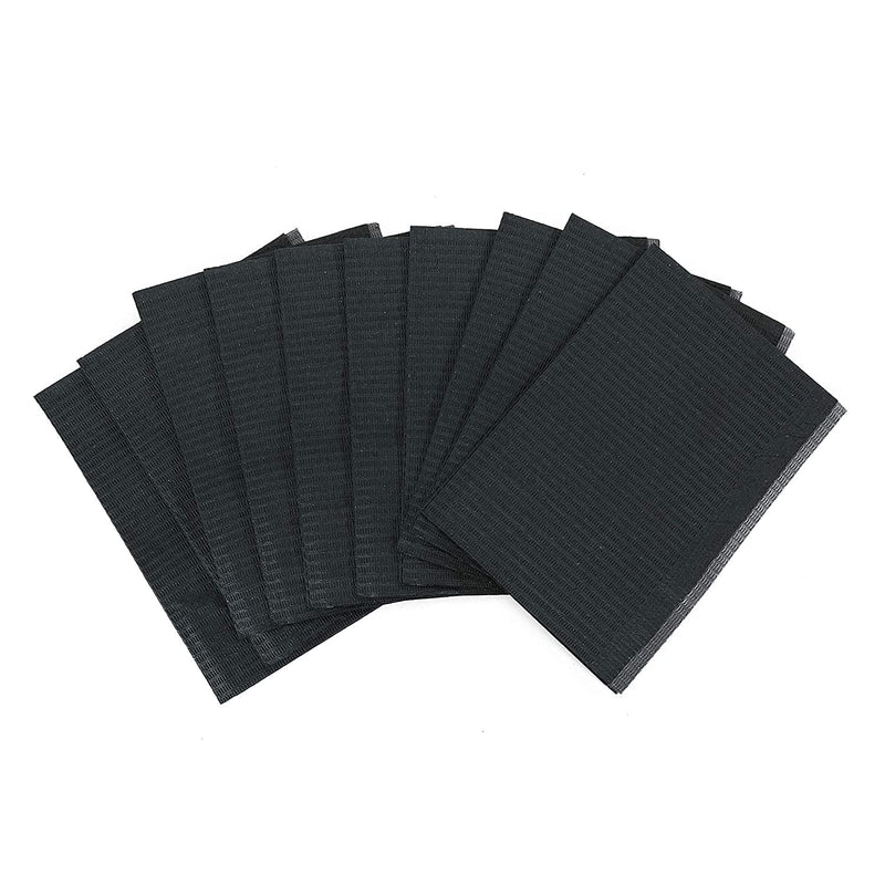 50pcs Disposable Dental Bibs 13"x18",3 Ply Black Waterproof Tattoo Bib Sheet for Patients - Dentist or Medical Tray Cover and Waterproof Nail Art Table Cushion Supplies (Black)
