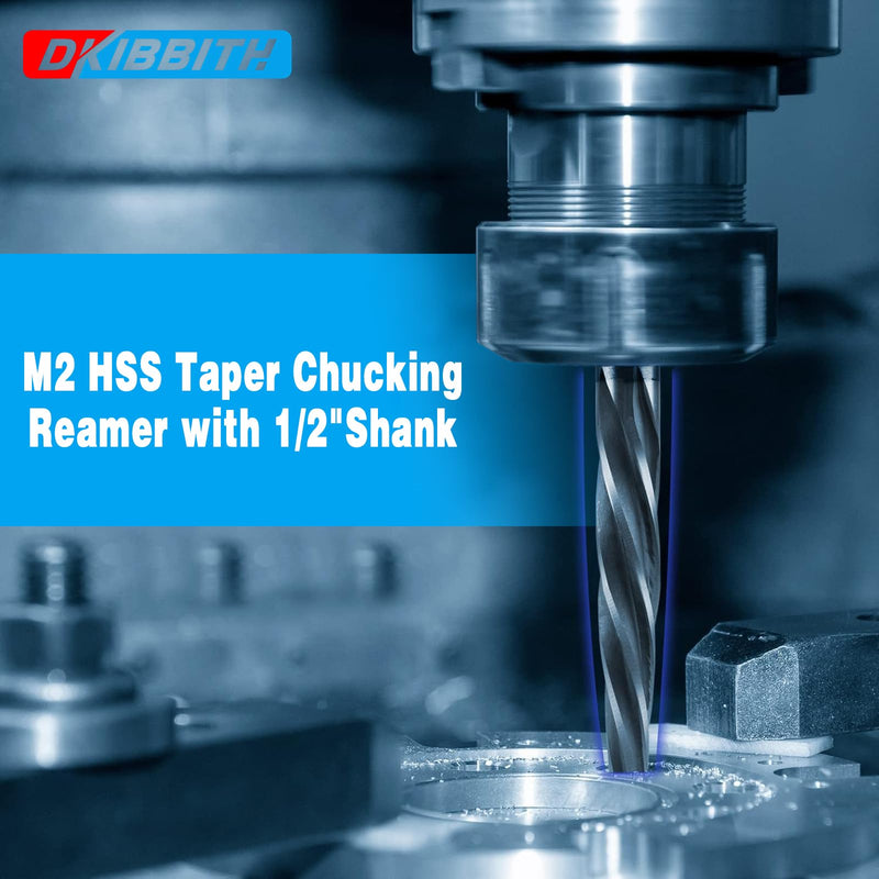 3/4” Bridge Construction Reamer Drill Bit, M2 HSS Taper Chucking Reamer for Steel Alloy Metal Wood Plastic, 1/2" Non-Slip Shank, 5-Spiral Flutes Car Reamer, to Align or Enlarge Holes, 19mm 3/4”
