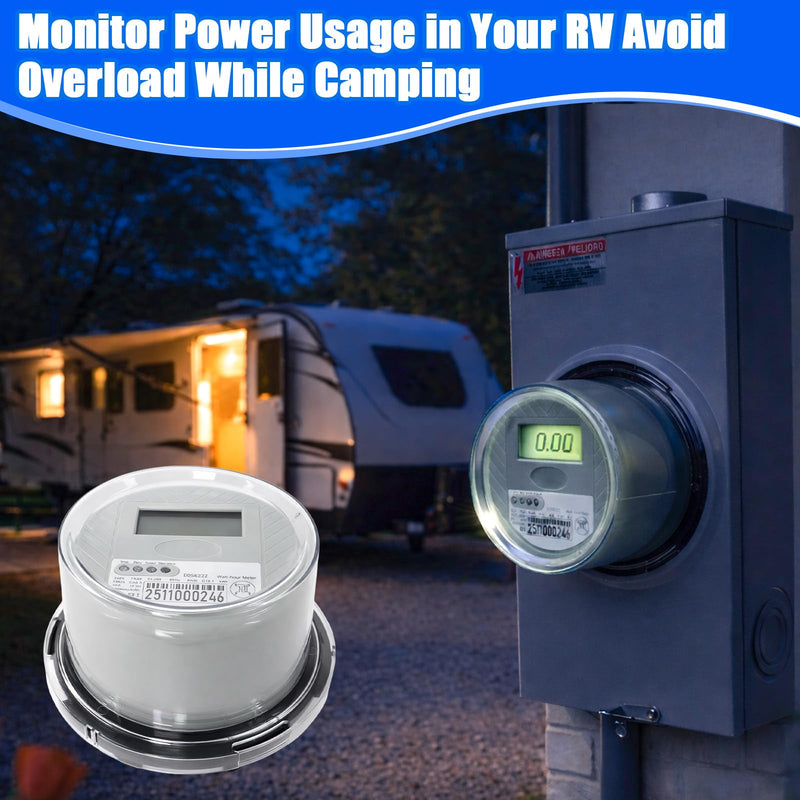 240 V 2-Wire Digital KWH Meter – High-Precision LCD Watt Meter for RV/Home/Workshop – Energy Usage Monitoring, ANSI C12.1 Compliant, Easy Install, Supports up to 200A TA30