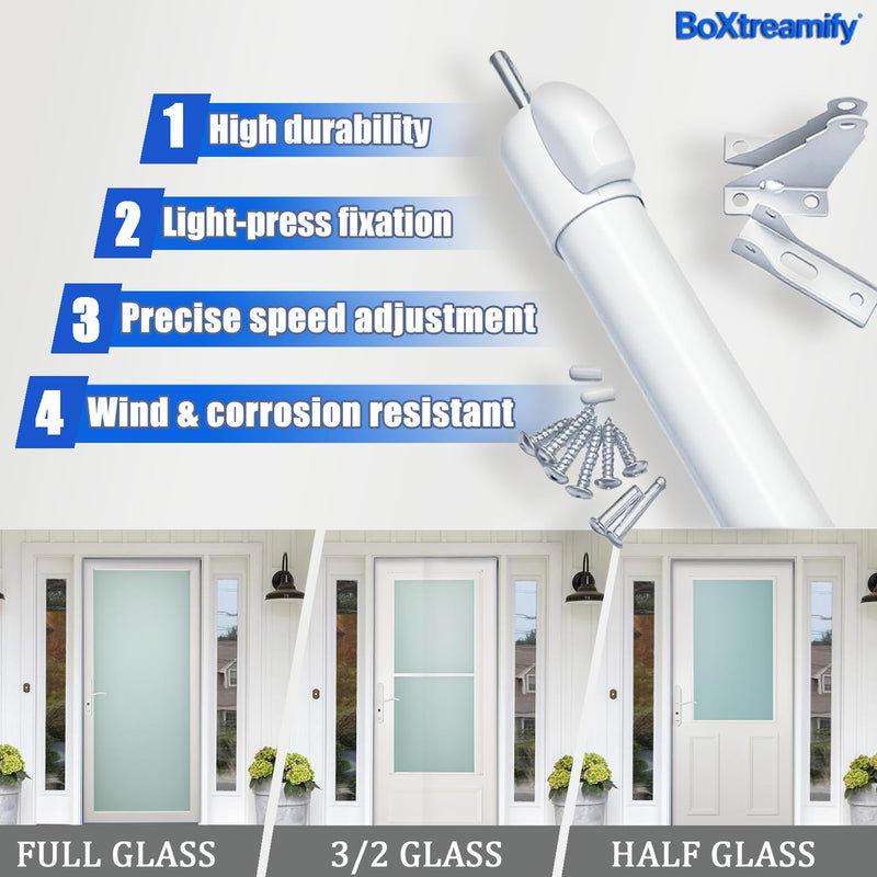 Storm Door Closer&Screen Door Closer Kit, Equipped with Press & Stay Function, Supports Adjustable Speed and Gentle Quiet Closing Action - for Medium & Lightweight Storm Doors Button version