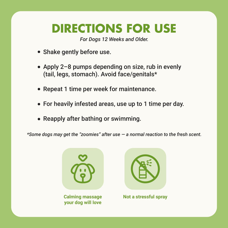 Natural Flea and Tick Topical Treatment, Repels Fleas Ticks and Mosquitoes, Quick-Dry No Residue, All Food-Grade Ingredients, 8 oz