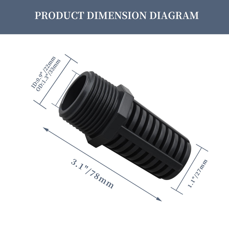 1 Inch Threaded Suction/Overflow Strainer, Screen Strainer 1 Inch Dark Grey 2 Pcs