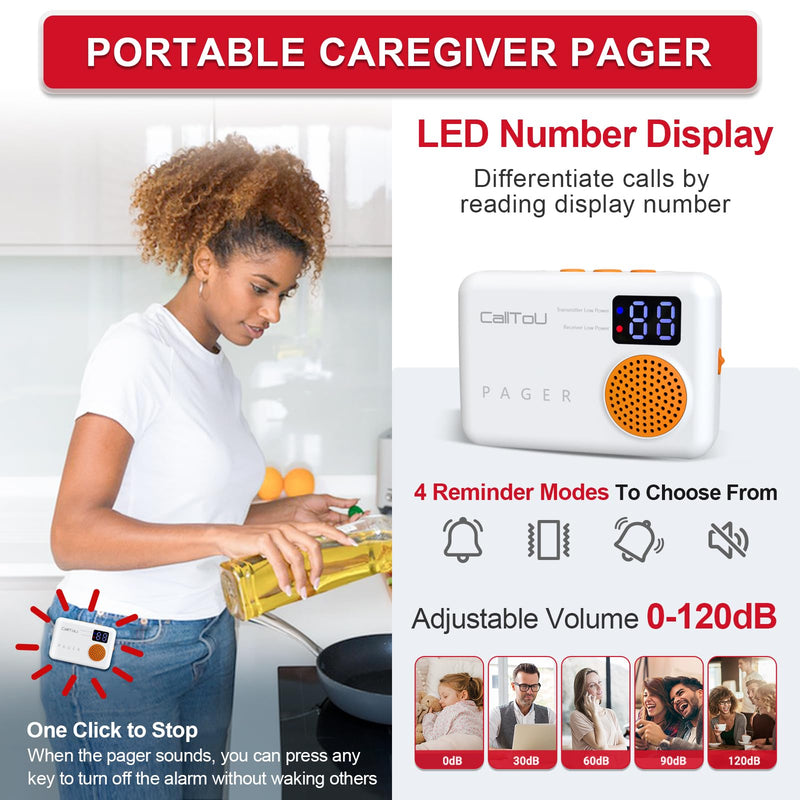 CallToU Bed Alarm for Elderly Adults Wireless Motion Sensor Alarm for Seniors Indoor Motion Detector for Dementia Caregiver Alarm&Fall Prevention System with Vibrate Digital Display Low Battery Remind