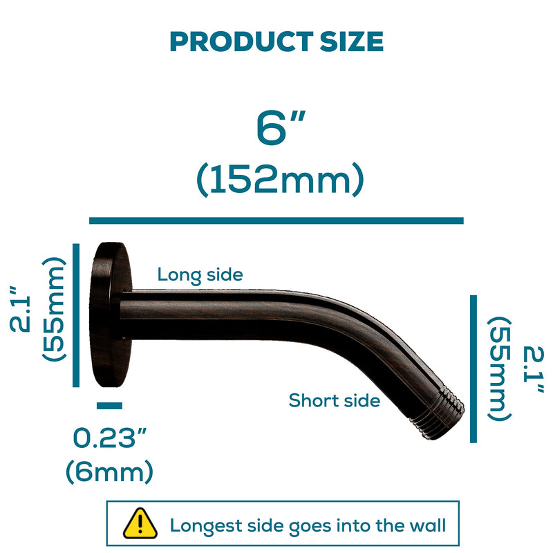 SparkPod 6 Inch Shower Arm with Flange - Solid Stainless Steel Shower Head Extension Arm - Wall-Mounted for Fixed & Handheld Showerheads - Teflon Tape Included (Standard 6", Vintage Oil-Rubbed Bronze) 6" Shower Arm Vintage Oil-Rubbed Bronze - 6 Inch
