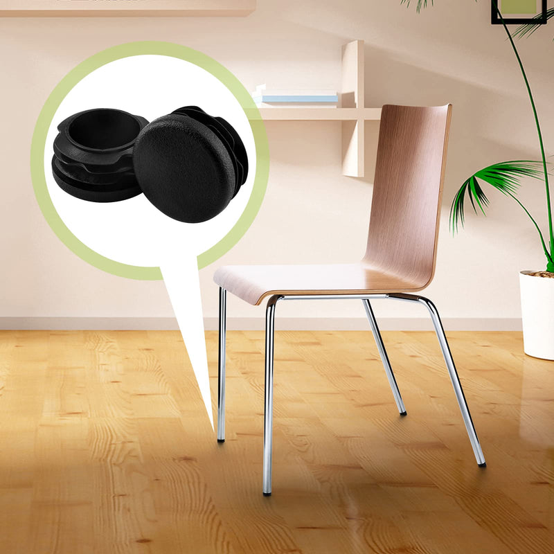 12 Pcs 1-1/4" Round Plastic Plug, Black Round Plastic End Cap Furniture Finishing Plug for Pipe Post, Chairs and Furniture 12 1-1/4 Inch