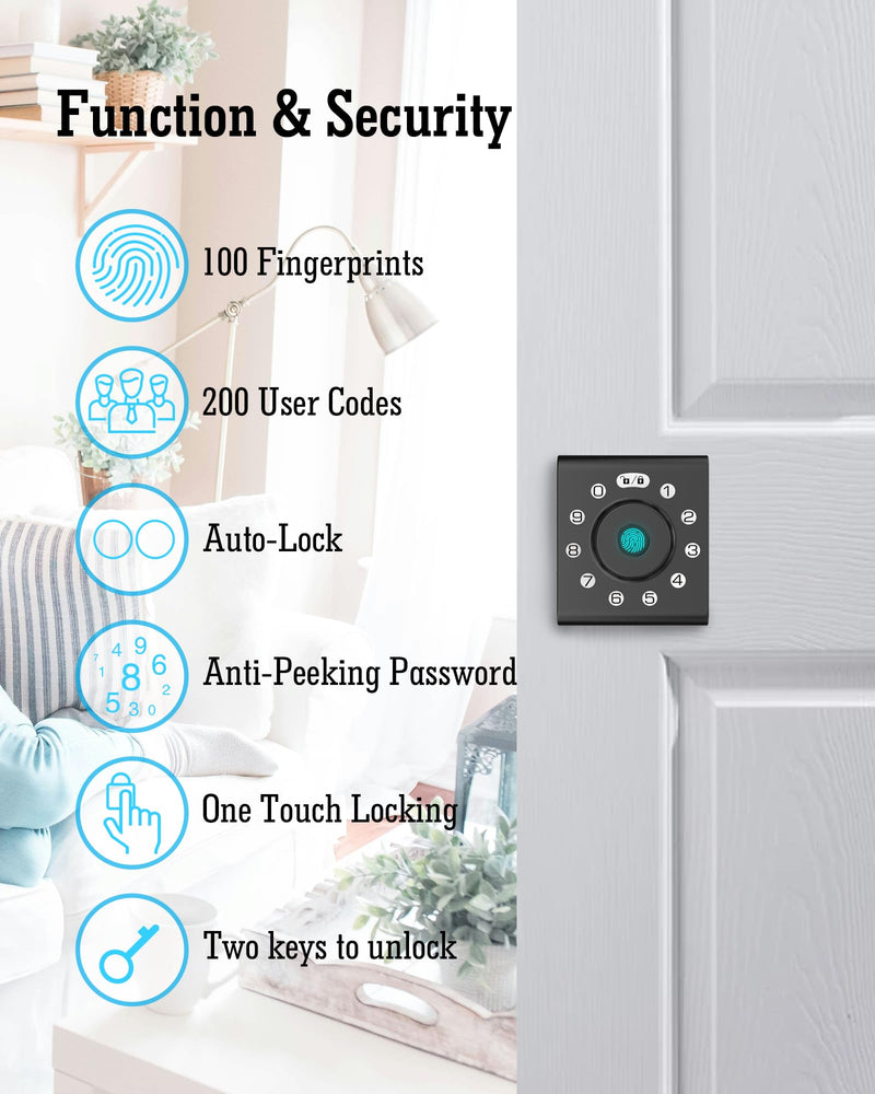 LELOUPFIDELE Smart Lock – Keyless Entry Door Lock with Keypad Deadbolt, Fingerprint & Anti-Peek Code, Compact Design, Auto-Lock, Easy Install for Home//Office (Matte Black) Matte Black