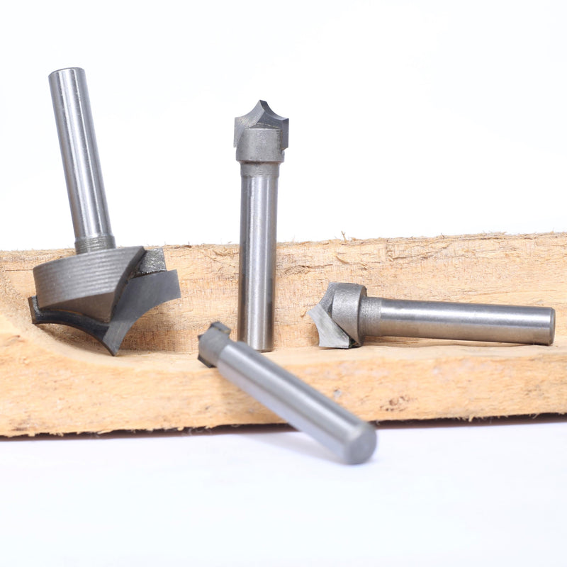 4pcs Point Cutting Roundover Router Bit Set,1/4" Shank,Cutting Dia. 3/8“,3/8",1/2" and 1",Round-Over Plunge Cutter for Wood Engraving, 2D and 3D Carving 4Pcs V Point Bits