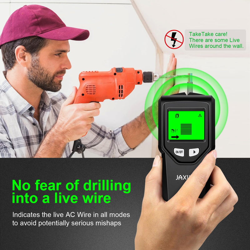Stud Finder Wall Scanner - 5 in 1 Stud Finder Tool w/Smart Chip and HD LCD Display, Stud Detector Beam Finders for the Center and Edge of Wood AC Wire Metal Studs Joist Pipe (Charcoal) Charcoal