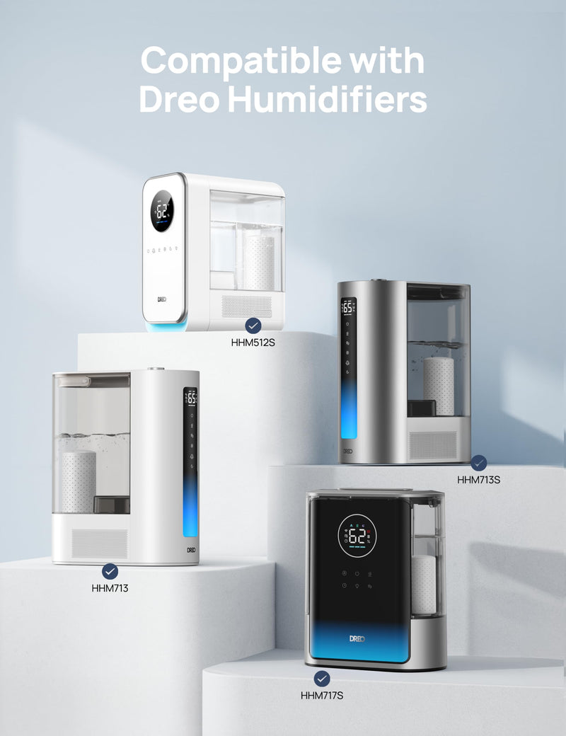 DREO Scale-Inhibitor Cartridge 3-Pack for Humidifiers, Compatible with Dreo Humidifiers HM512S/713/713S/717S, Prevent Mineral Build-up, Filter Hard Water, Eliminate White Dust