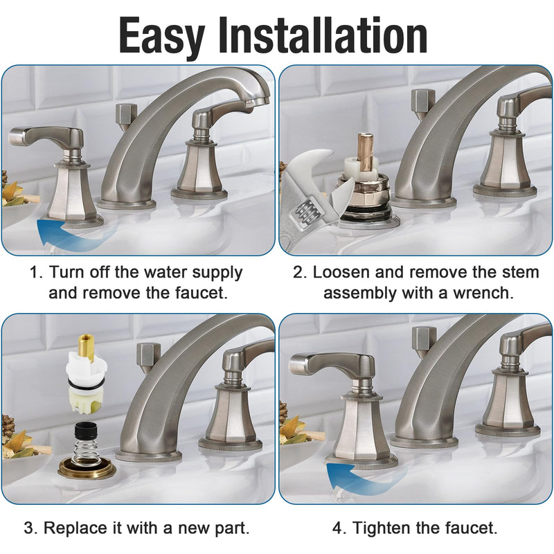 2 Pack RP25513 Faucet Stem Assembly Replacement Compatible with Delta Two Handle Faucet Repair Kit for Bathroom Kitchen Sink with RP24096 Faucet Cartridge RP4993 Seat and Spring RP24097 Turn Stop 1/4 White-2 Pack