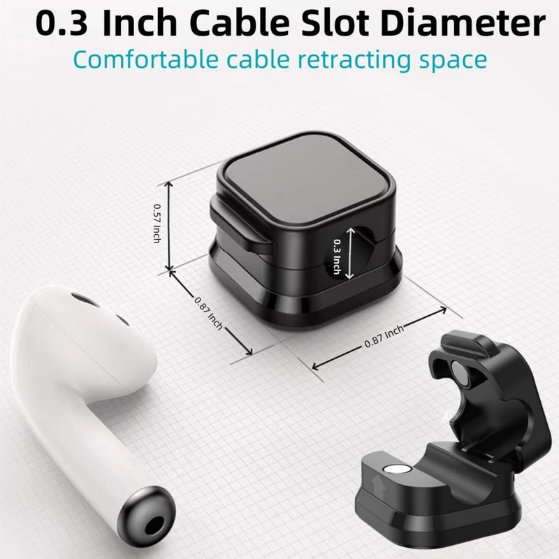 10 Pack Magnetic Cable Clips,Adjustable and Convenient Cable Management, Wire Holder Organizer, Conceal or Arrange Phone USB Charger Cables for Home, Office, Car, Desk, or Nightstand. (Black) Black