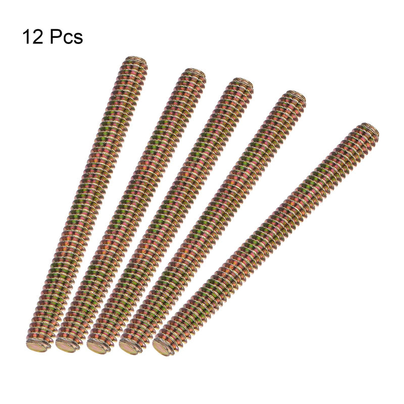 uxcell 12pcs Color Zinc Fully All Threaded Rod 1/4"-20, 3" Length, Carbon Steel Thread Screw for Furniture Mounting Assembly Fastening 12 1/4x3 inch