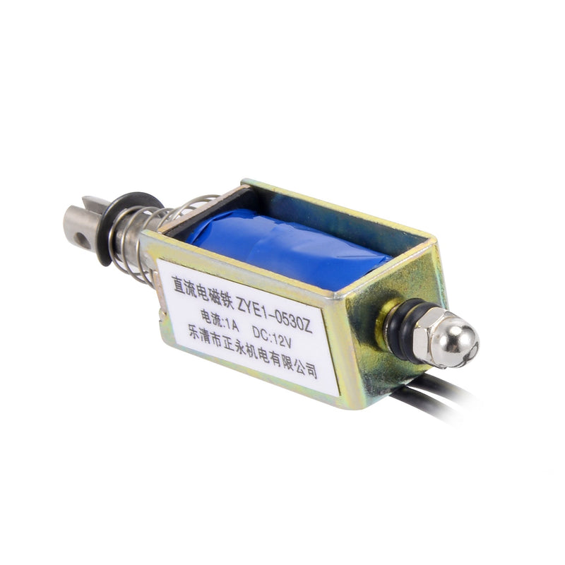 uxcell DC 12V 1A 10mm Stroke 600g Push Pull Type Open Frame Solenoid Electromagnet Black Wire Leads