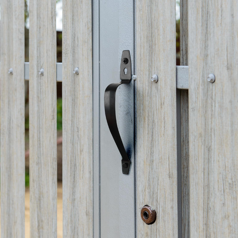 WellMade 10" Barn Door Handles Heavy Duty,Gate Handle for Wooden Fences Shed, Rustic Metal Decorative Sliding Door Pull Handles (Black 2 Packs)